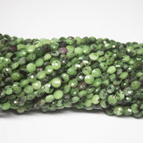 5 strands, 13 inch, 4mm, Ruby Zoisite Faceted Round Coin Loose Gemstone Beads Strand, Ruby Zoisite Beads