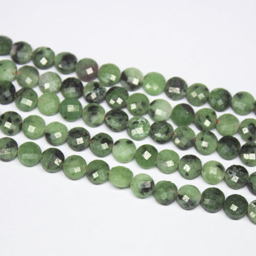 5 strands, 13 inch, 4mm, Ruby Zoisite Faceted Round Coin Loose Gemstone Beads Strand, Ruby Zoisite Beads - Jalvi & Co.