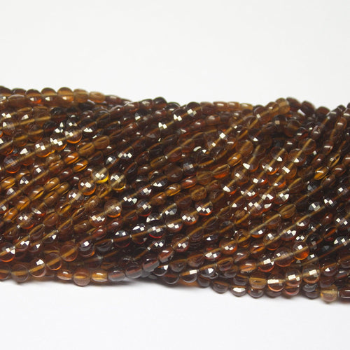 5 strands, 13 inch, 4mm, Shaded Hessonite Garnet Faceted Round Coin Loose Gemstone Beads Strand, Garnet Beads - Jalvi & Co.