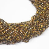 5 strands, 13 inch, 4mm, Tiger's Eye Faceted Round Coin Loose Gemstone Beads Strand, Tiger Eye Beads