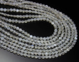 5 strands, 13 inch, 4mm, White Moonstone Faceted Round Coin Loose Gemstone Beads Strand, Moonstone Beads