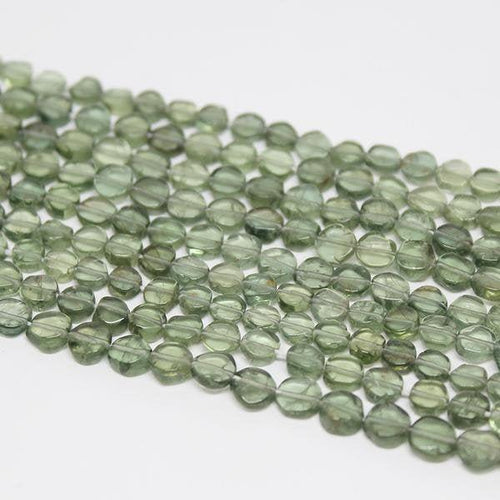 5 Strands, 13 inches, 5mm, Natural Green Apatite Smooth Polished Round Coin Beads Strand, Green Apatite Beads, Apatite Beads - Jalvi & Co.