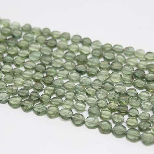 5 Strands, 13 inches, 5mm, Natural Green Apatite Smooth Polished Round Coin Beads Strand, Green Apatite Beads, Apatite Beads - Jalvi & Co.