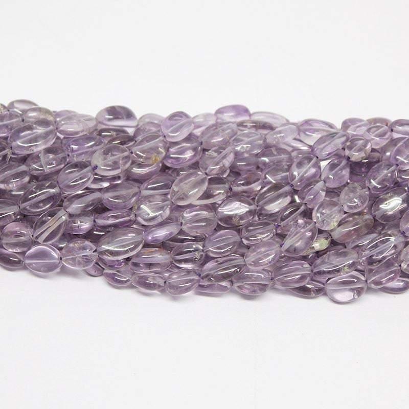 5 Strands, 13 inches, 8-9mm, Pink Amethyst Plain Oval Loose Gemstone Beads, Amethyst Beads - Jalvi & Co.