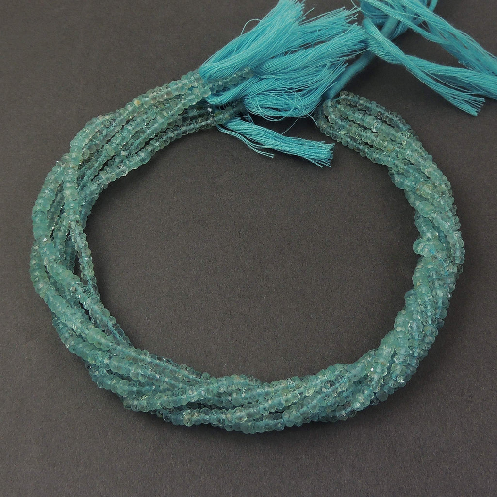 5 Strands Aquamarine Faceted Rondelle Beads Strand 13 inches 3.5-4mm - Jalvi & Co.
