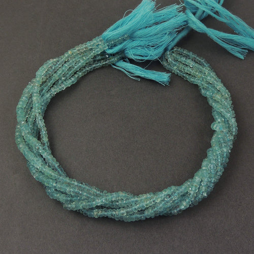 5 Strands Aquamarine Faceted Rondelle Beads Strand 13 inches 3.5-4mm - Jalvi & Co.