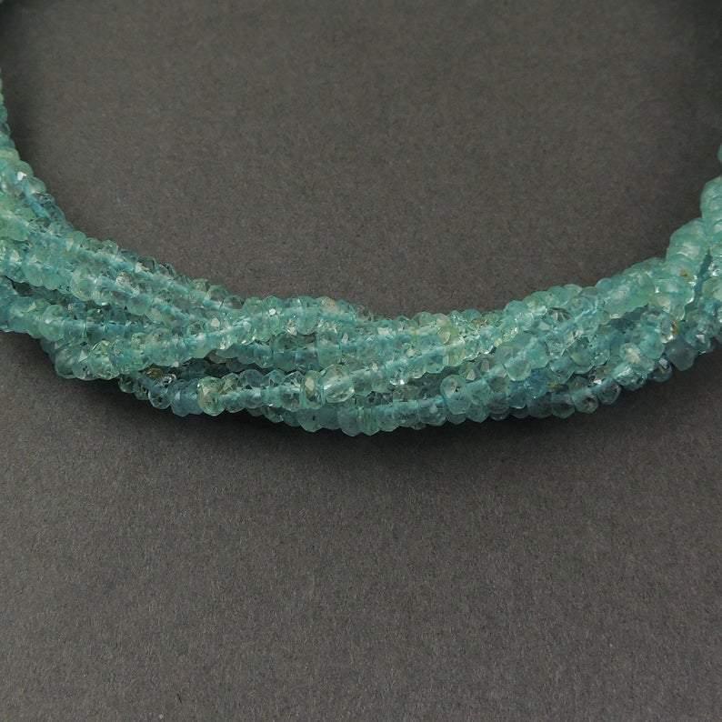 5 Strands Aquamarine Faceted Rondelle Beads Strand 13 inches 3.5-4mm - Jalvi & Co.