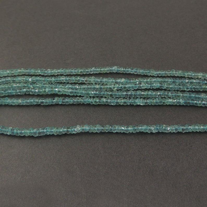 5 Strands Aquamarine Faceted Rondelle Beads Strand 13 inches 3.5-4mm - Jalvi & Co.