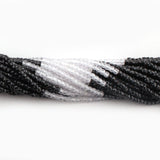 5 Strands Black and White Cubic Zircon Faceted Rondelle Beads Strand 13 inches 3mm