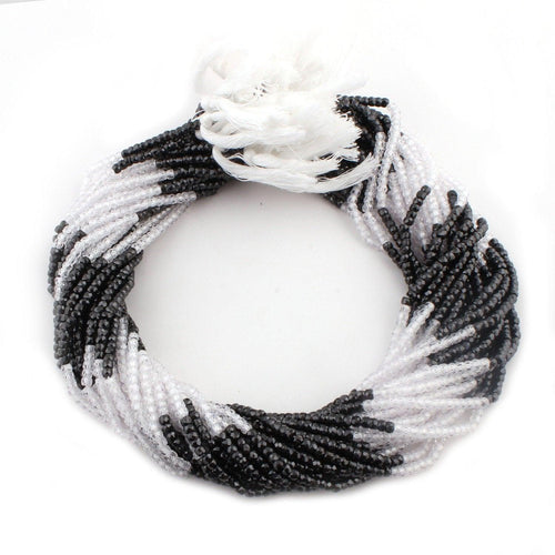 5 Strands Black and White Cubic Zircon Faceted Rondelle Beads Strand 13 inches 3mm - Jalvi & Co.