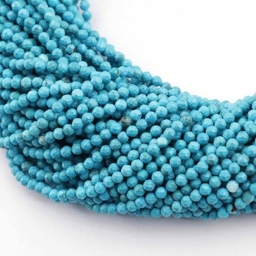 5 Strands Blue Turquoise Faceted Round Ball Beads Strand 13 inches 2mm - Jalvi & Co.