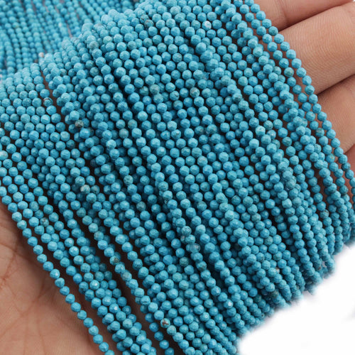 5 Strands Blue Turquoise Faceted Round Ball Beads Strand 13 inches 2mm - Jalvi & Co.