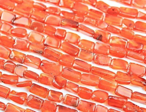 5 Strands Carnelian Smooth Polished Rectangle Gemstone Loose Beads 7mm 8mm 14