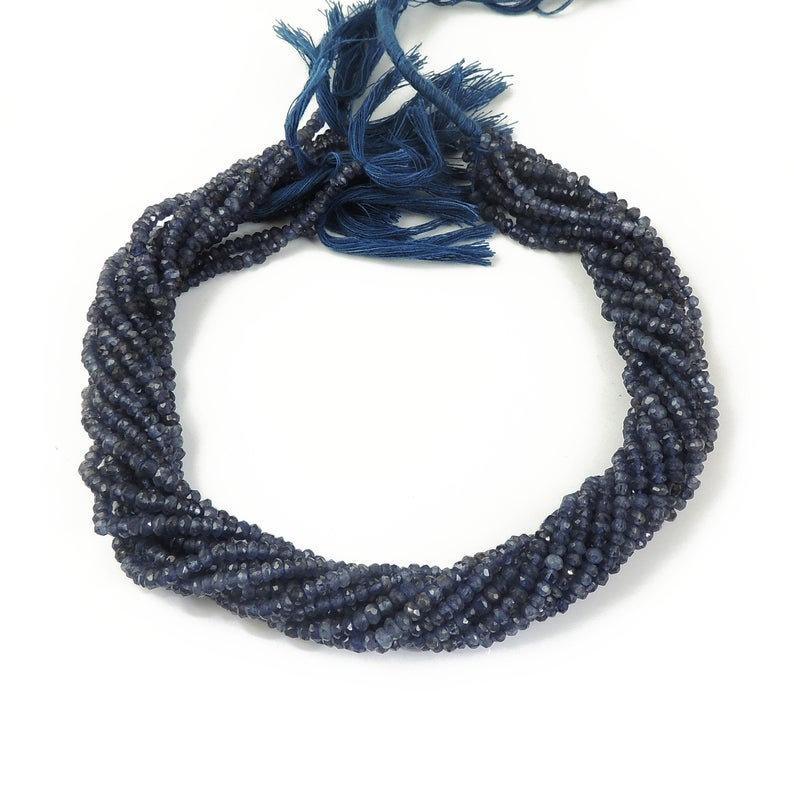 5 Strands Iolite Water Sapphire Faceted Rondelle Beads Strand 13 inches 3-3.5mm - Jalvi & Co.