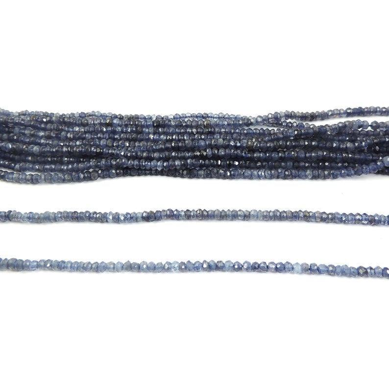 5 Strands Iolite Water Sapphire Faceted Rondelle Beads Strand 13 inches 3-3.5mm - Jalvi & Co.