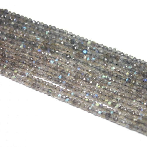 5 Strands Labradorite Faceted Rondelle Beads Strand 13 inches 3.5-4mm - Jalvi & Co.