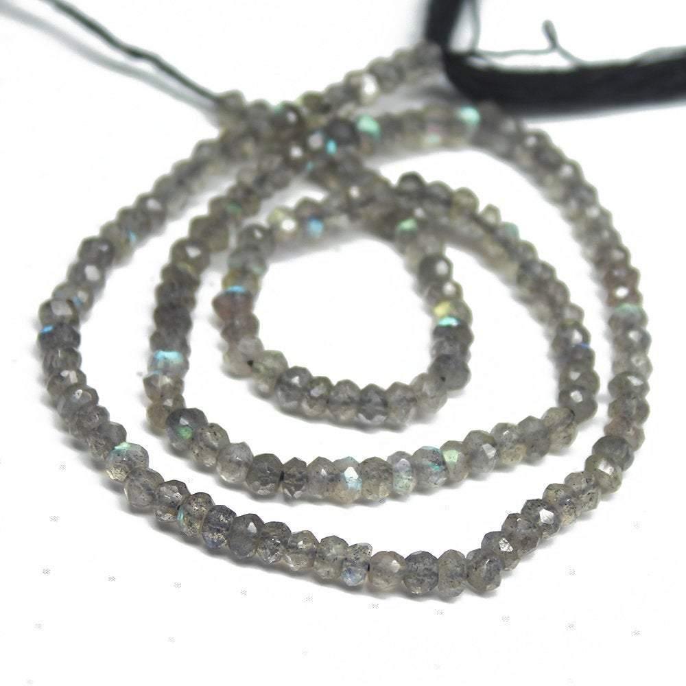 5 Strands Labradorite Faceted Rondelle Beads Strand 13 inches 3.5-4mm - Jalvi & Co.