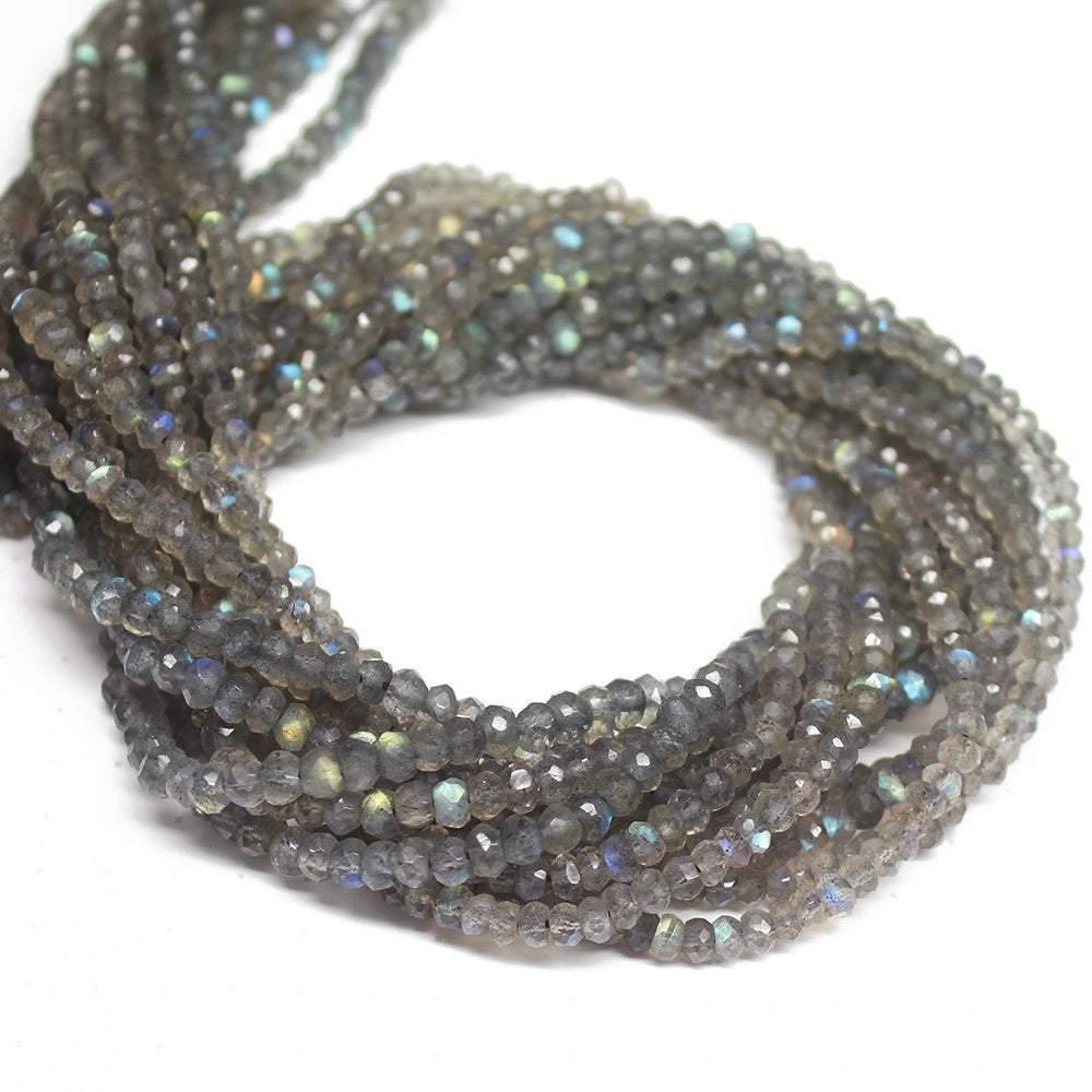 5 Strands Labradorite Faceted Rondelle Beads Strand 13 inches 3.5-4mm - Jalvi & Co.