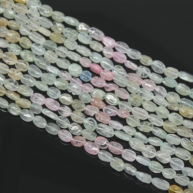 5 Strands Lot Wholesale Multi Aquamarine Oval Smooth Gemstone Beads 13" 7mm 8mm - Jalvi & Co.