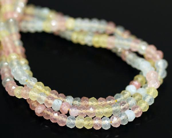 5 strands, Multi Aquamarine Jade Faceted Rondelle Gemstone Loose Beads Strand 6mm 15" - Jalvi & Co.