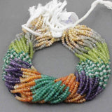 5 Strands Multi Gemstone Faceted Rondelle Beads Strand 13 inches 3.5-4mm