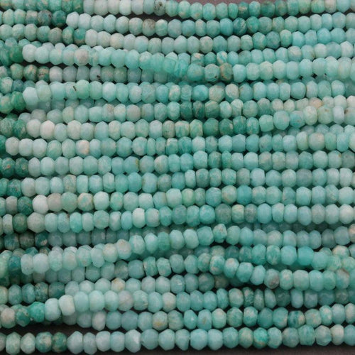 5 Strands Natural Amazonite Faceted Rondelle Beads Strand 13 inches 3.5-4mm - Jalvi & Co.