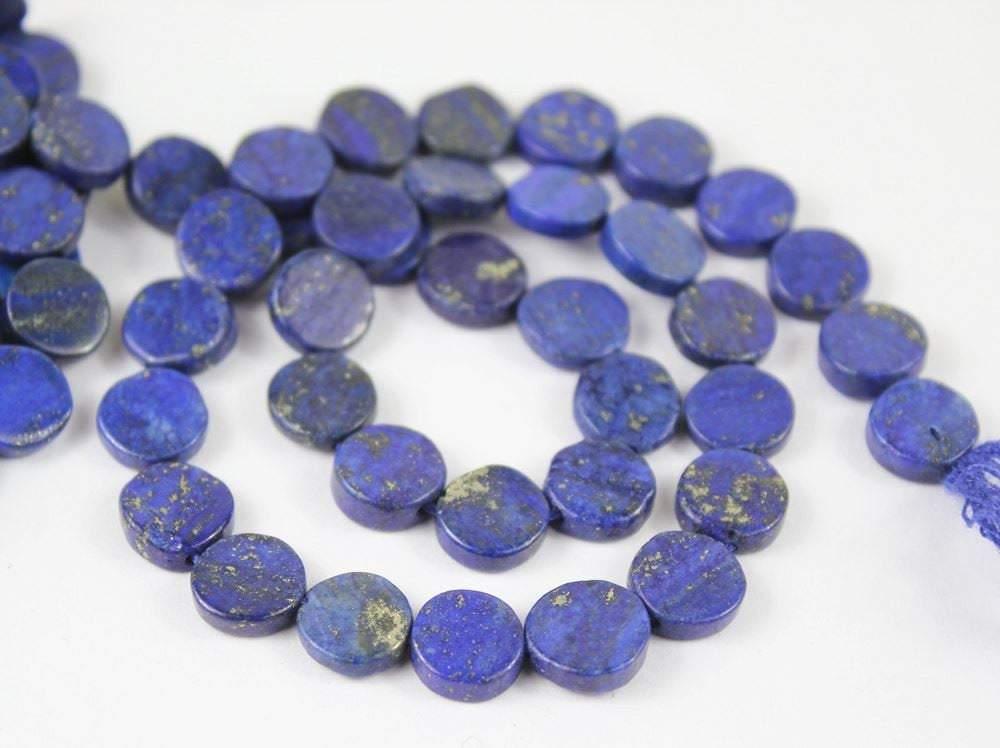 5 Strands Natural Blue Lapis Lazuli Smooth Loose Spacer Coin Beads 13" 8mm 9mm - Jalvi & Co.