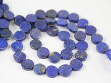 Load image into Gallery viewer, 5 Strands Natural Blue Lapis Lazuli Smooth Loose Spacer Coin Beads 13&quot; 8mm 9mm - Jalvi &amp; Co.
