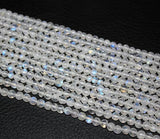 5 strands Natural Blue Rainbow Moonstone Smooth Round Beads 3mm 13inches
