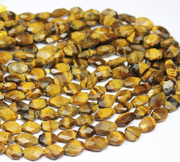 5 strands, Natural Brown Tiger Eye Faceted Oval Gemstone Loose Beads Strand 10mm 13mm 16" - Jalvi & Co.