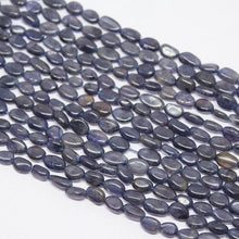 Load image into Gallery viewer, 5 strands Natural Dyed Water Sapphire Gemstone Iolite Smooth Oval Beads 13&quot; 7mm 8mm - Jalvi &amp; Co.