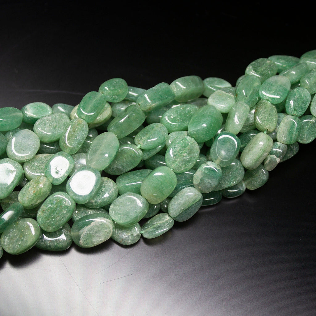 5 Strands, Natural Green Jade Smooth Oval Shape Gemstone Beads Strands 9-13mm - Jalvi & Co.