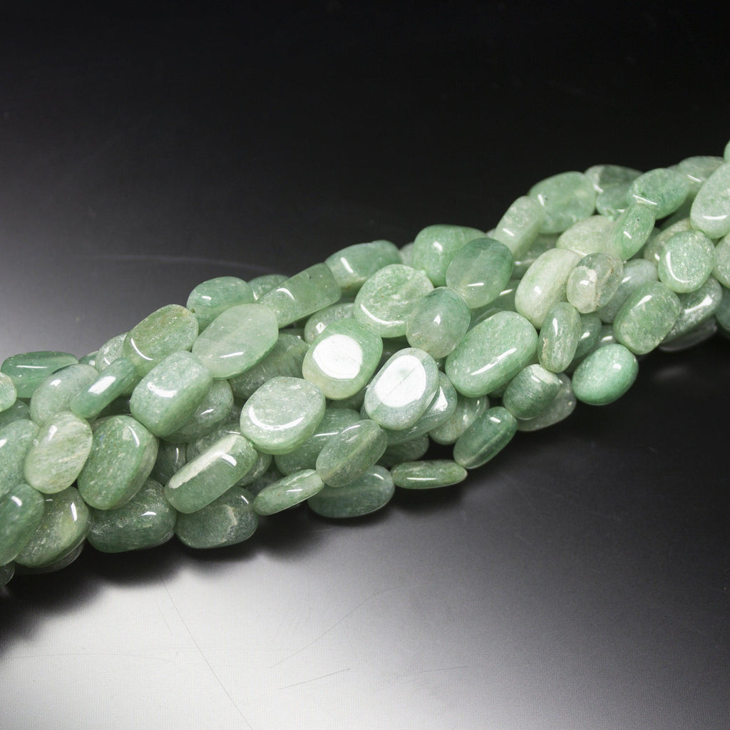 5 Strands, Natural Green Jade Smooth Oval Shape Gemstone Beads Strands 9-13mm - Jalvi & Co.