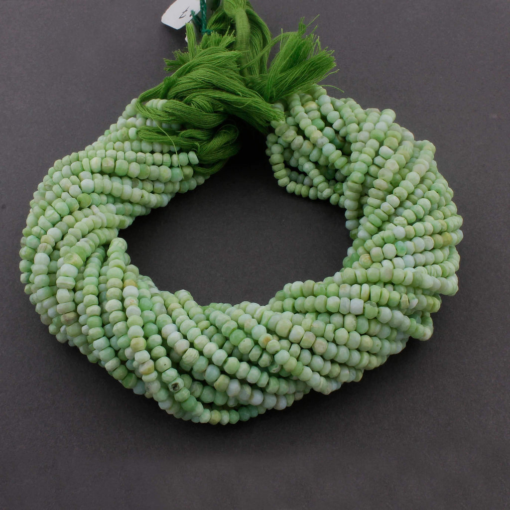 5 Strands Natural Green Opal Faceted Rondelle Beads Strand 13 inches 3mm - Jalvi & Co.