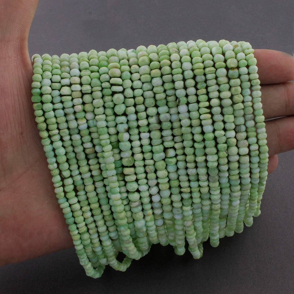5 Strands Natural Green Opal Faceted Rondelle Beads Strand 13 inches 3mm - Jalvi & Co.