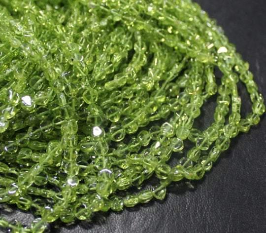 5 strands Natural Green Peridot Smooth Coin Beads 4.5mm 5mm 13 inches - Jalvi & Co.