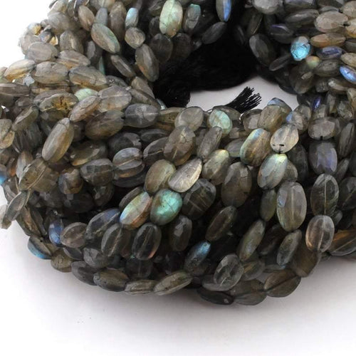 5 Strands Natural Labradorite Faceted Oval Beads Strand 13 inches 10-13mm - Jalvi & Co.