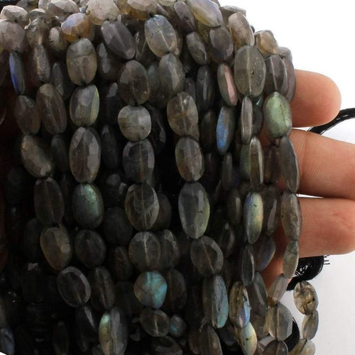 5 Strands Natural Labradorite Faceted Oval Beads Strand 13 inches 10-13mm - Jalvi & Co.