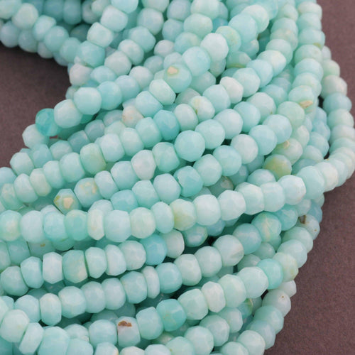 5 Strands Natural Peru Opal Faceted Rondelle Beads Strand 12 inches 4-5mm - Jalvi & Co.