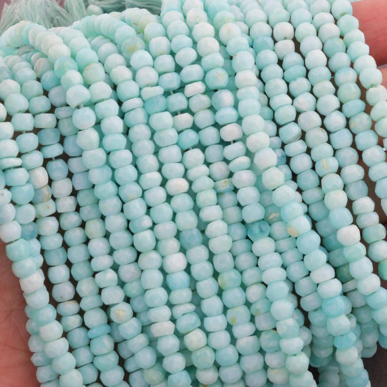 5 Strands Natural Peru Opal Faceted Rondelle Beads Strand 12 inches 4-5mm - Jalvi & Co.