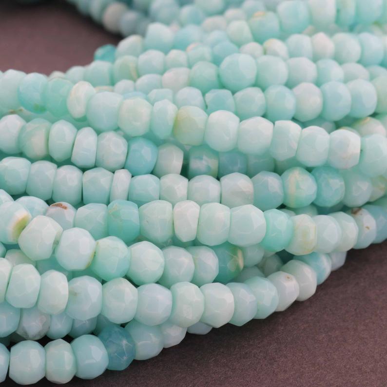 5 Strands Natural Peru Opal Faceted Rondelle Beads Strand 12 inches 4-5mm - Jalvi & Co.