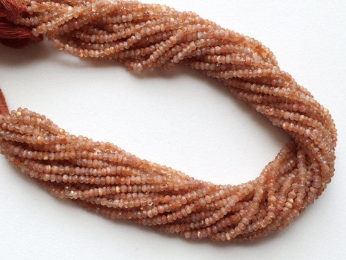5 Strands Natural Sunstone Faceted Rondelle Beads Strand 13 inches 3-4mm - Jalvi & Co.
