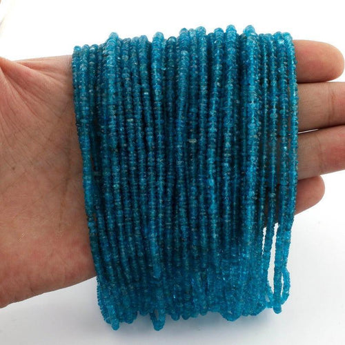5 Strands Neon Apatite Faceted Rondelle Beads Strand 13 inches 3-4mm - Jalvi & Co.