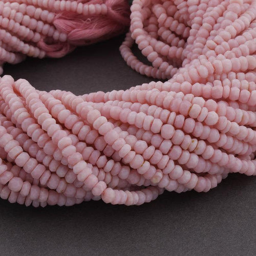 5 Strands Pink Opal Faceted Rondelle Beads Strand 13 inches 3-4mm - Jalvi & Co.