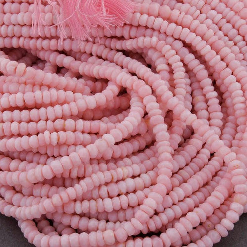 5 Strands Pink Opal Faceted Rondelle Beads Strand 13 inches 3-4mm - Jalvi & Co.