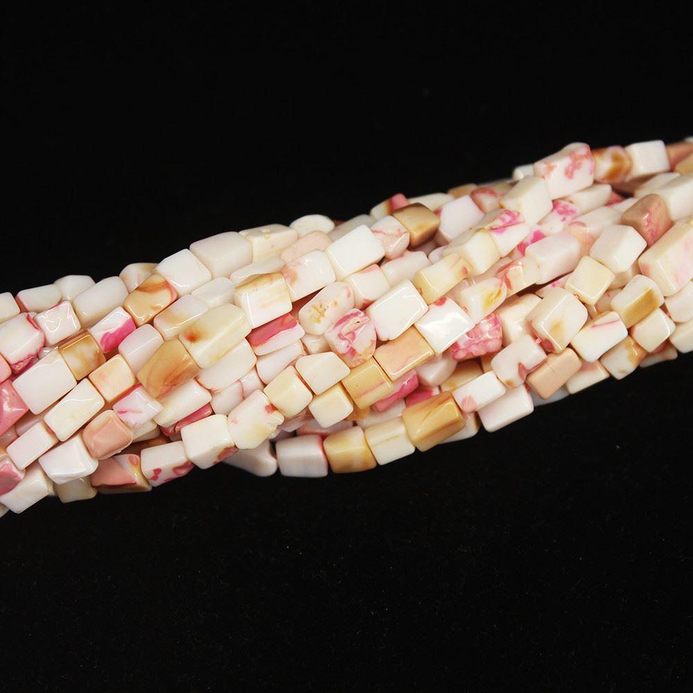 5 Strands Pink Opal Peruvian Smooth Chiclet Rectangle Loose Beads 4mm 10mm 15" - Jalvi & Co.