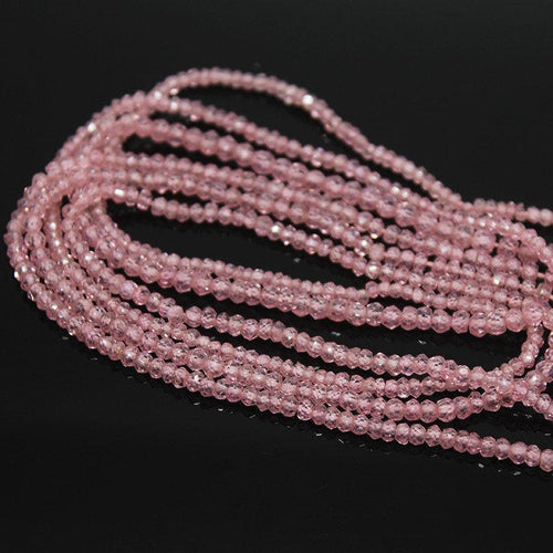 5 Strands Pink Zircon Faceted Rondelle Beads Strand 16 inches 3mm - Jalvi & Co.