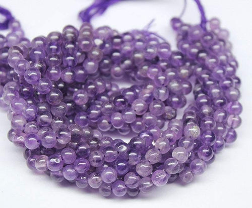 5 Strands Purple Amethyst Smooth Round Ball Loose Gemstone Beads Strand 14