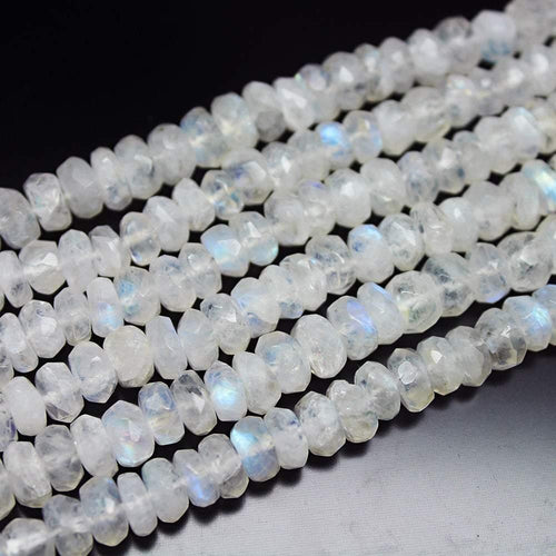 5 Strands Rainbow Moonstone Faceted Rondelle Beads Strand 13 inches 3.5-4mm - Jalvi & Co.