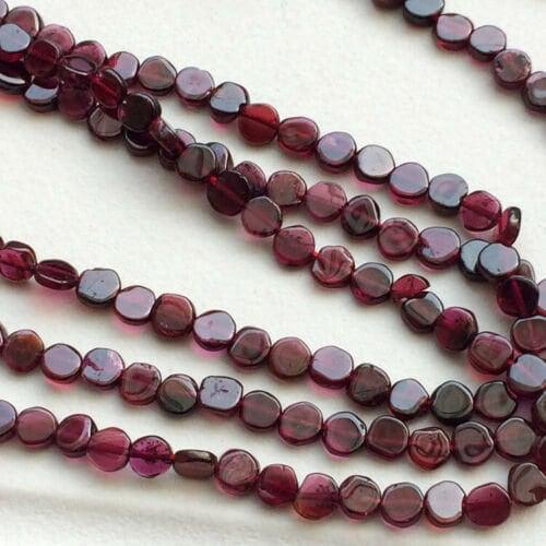 5 Strands Red Garnet Smooth Round Coin Loose Gemstone Beads Strand 13" 6mm - Jalvi & Co.